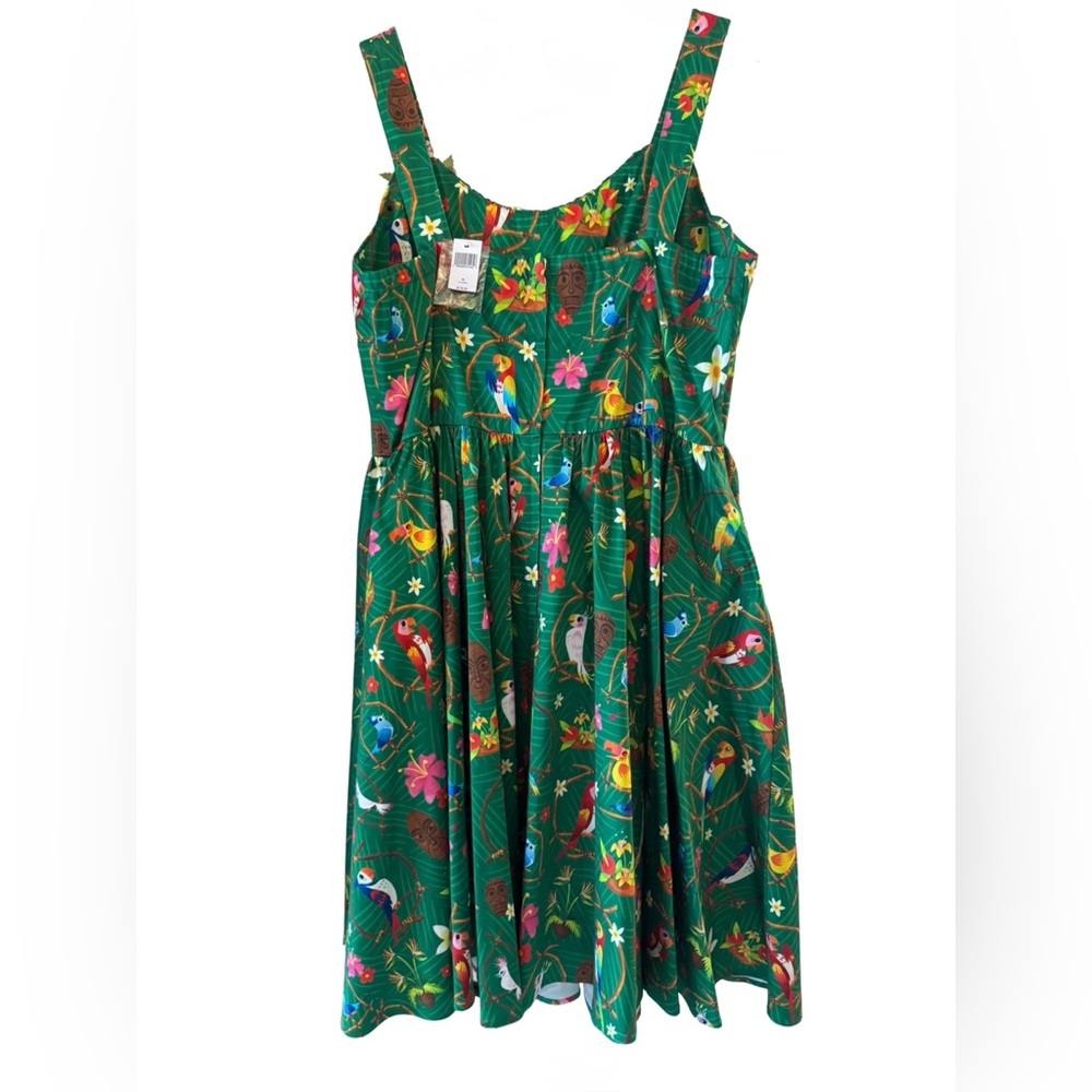 Disney Green Tropical Parrot Midi Dress - Picture 2 of 10